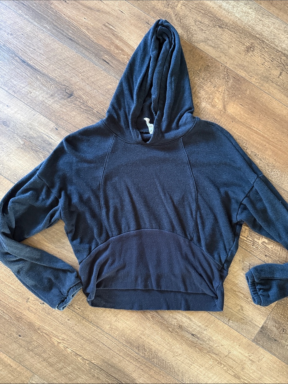 Women's Navy Cowl & Turtleneck Hoodie Sweater - Relaxed Pullover